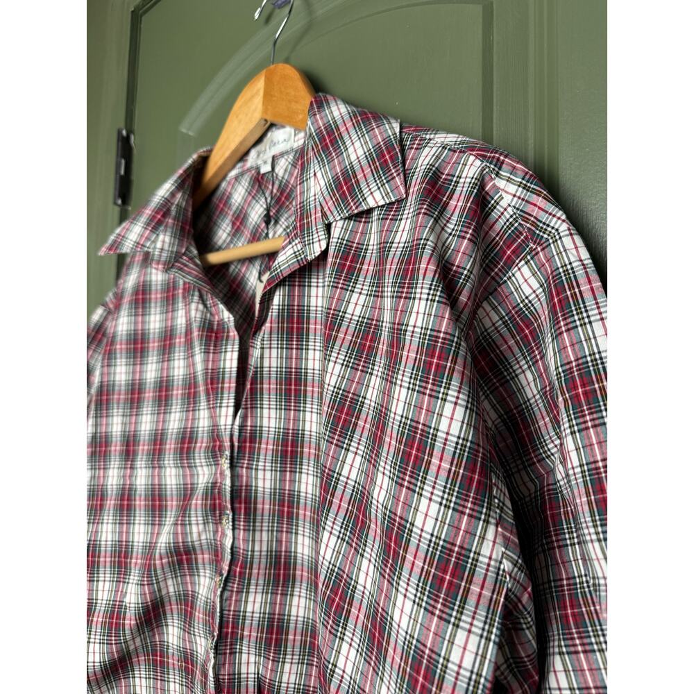 NWT Cara Cara Tartan Plaid Turtledove Hutton Tartan Cropped Top Red White XL - Picture 3 of 6